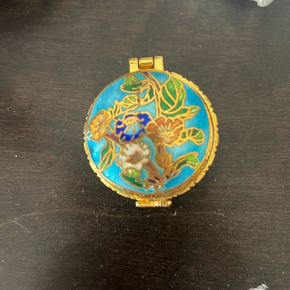 Vintage Other - Vintage blue and gold floral jewelry box